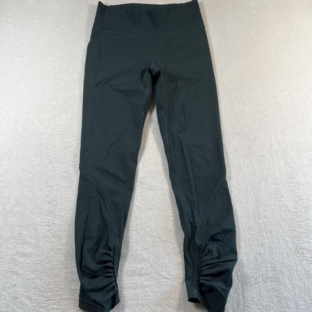 Lululemon Leggings Womens 6 Green High Rise Stirrup Ankle Yoga Athletic Running